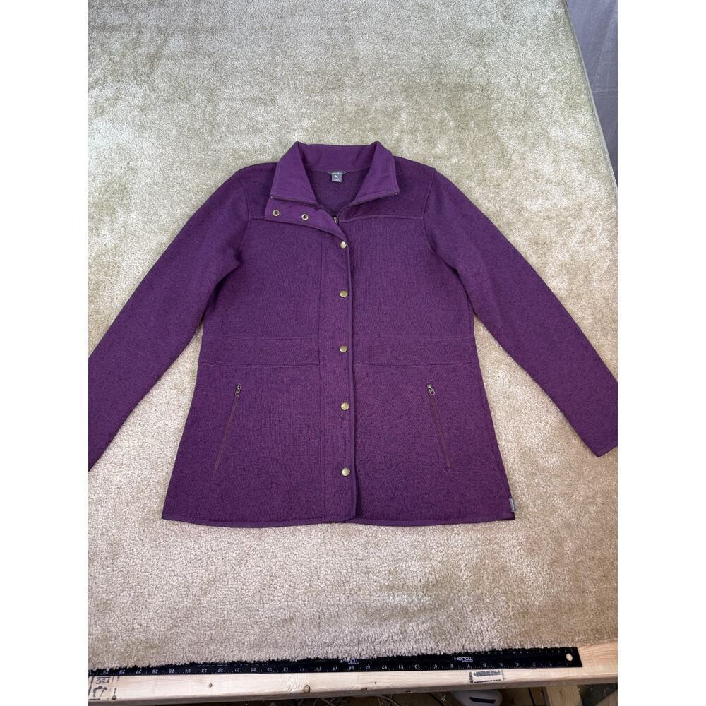 Eddie Bauer Polartec Polyester Purple Collared Button Up Fleece Jacket L B854
